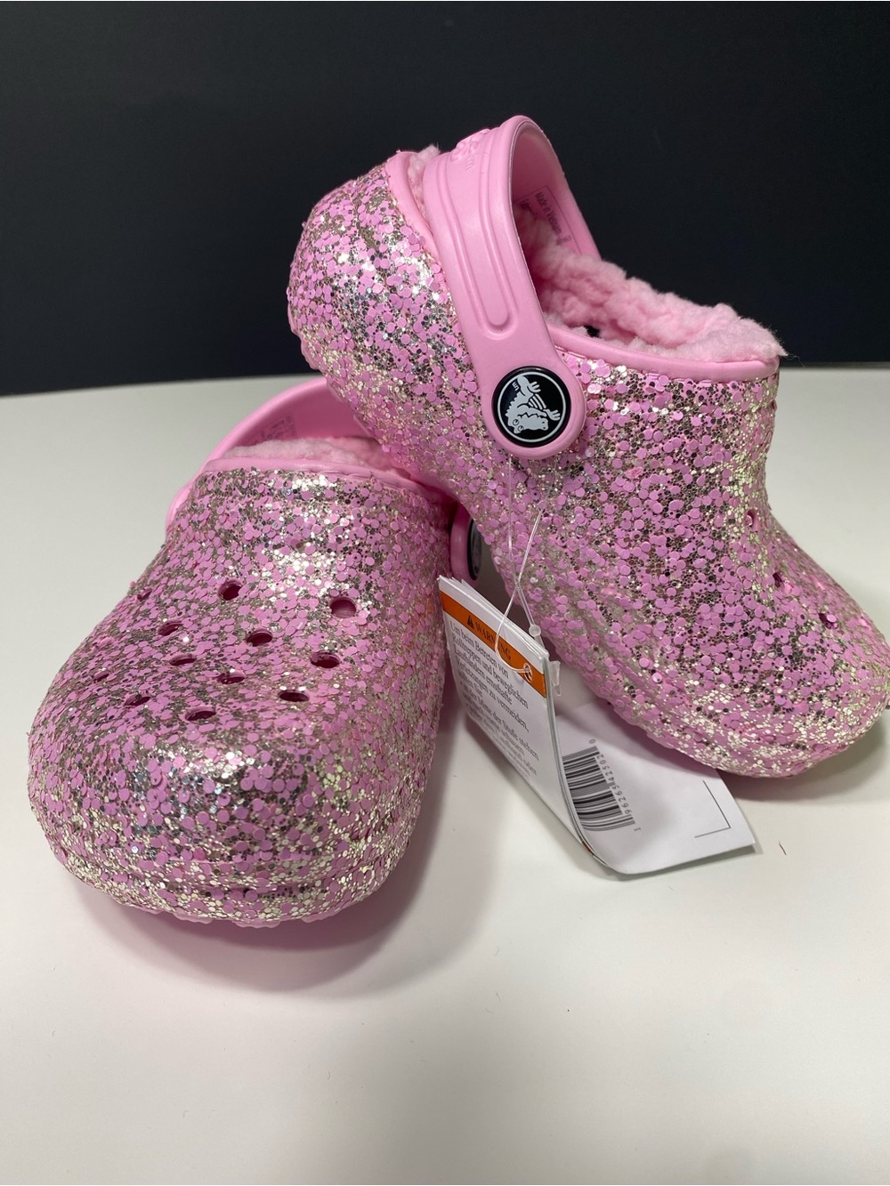 NEW. CROCS Kids' Pink Glitter Lined Clog